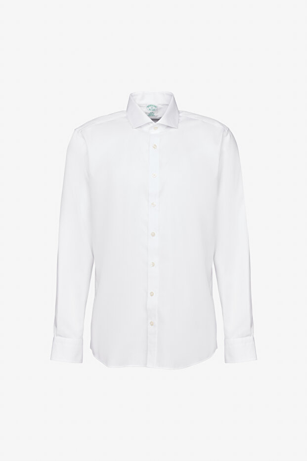 Men's White 100% Cotton Slim Fit Italian Lapel Shirt