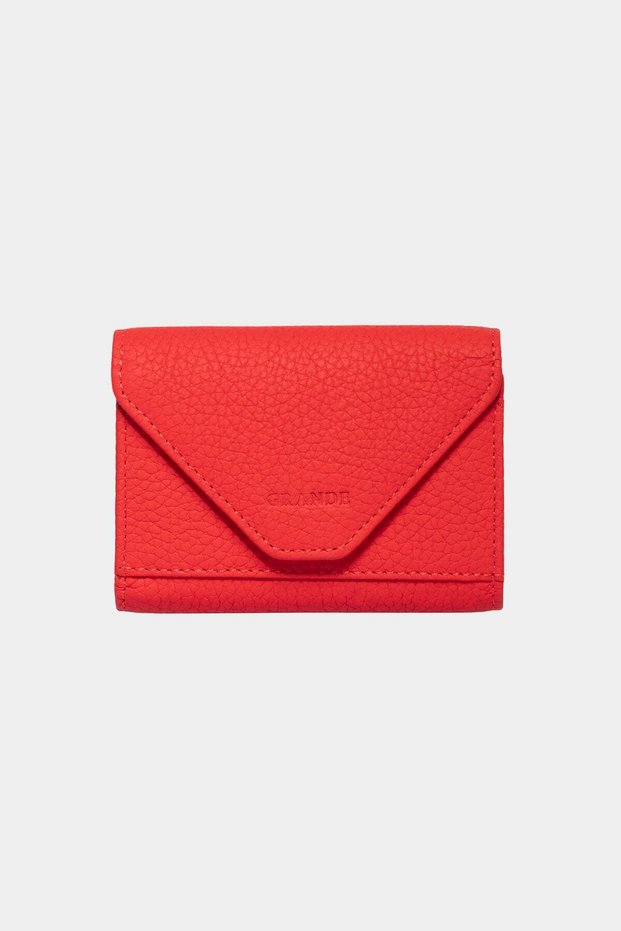 3639 Genuine Real Leather Women Men Magnetic Accordion Wallet Card Holder Red
