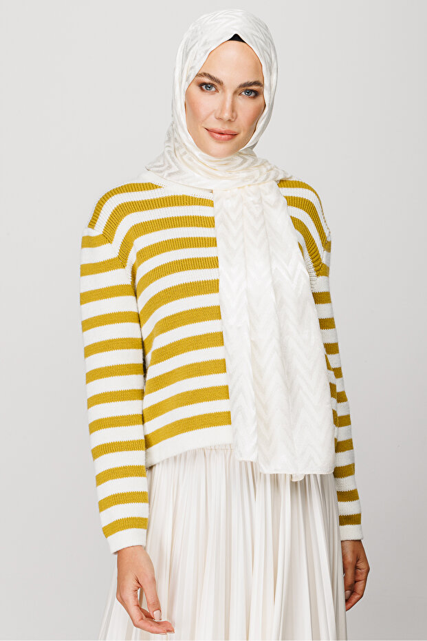 شال جاكار لامع بنمط متعرج - 1