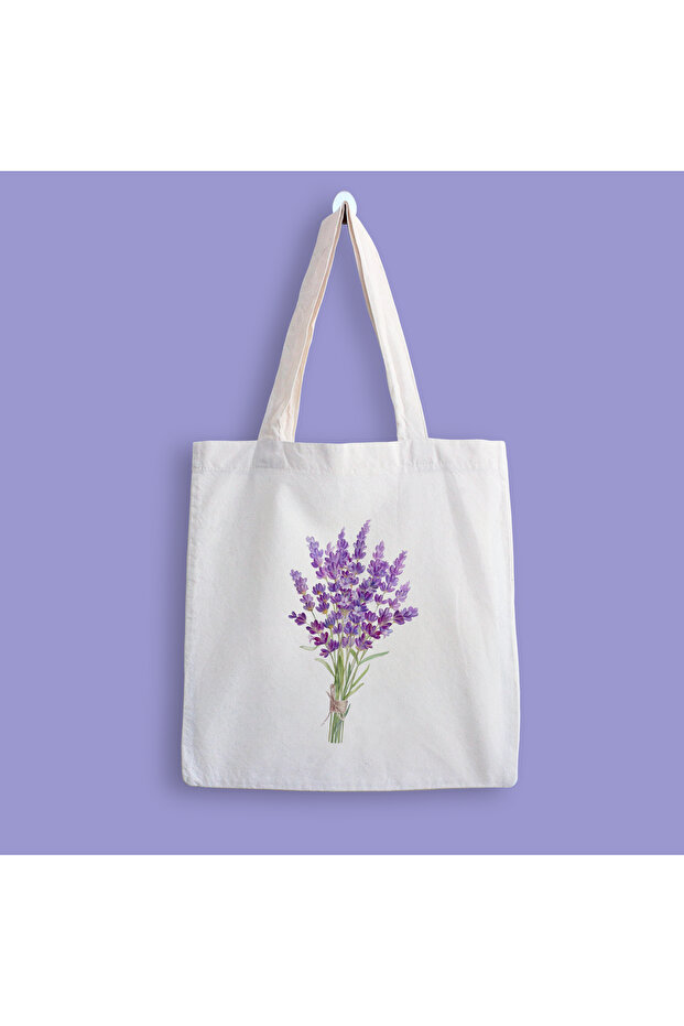 Lavender Flower Printed Cloth Bag
