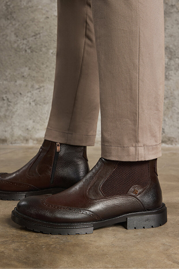 , Men's Genuine Leather Boots 123447 202 Brown