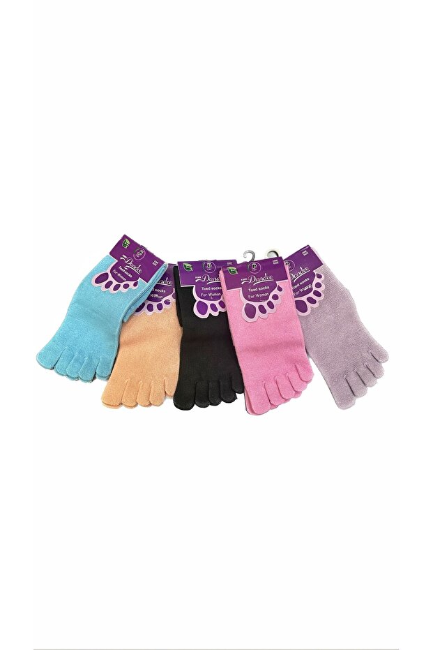 BAMBOO Women's Colorful Toe Socks Pack of 5