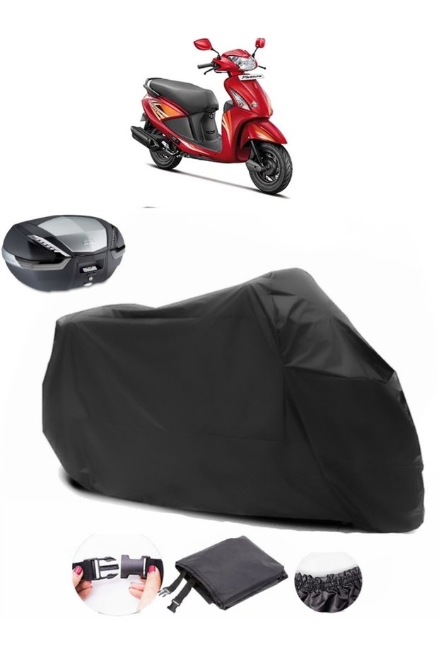 Hero Pleasure Rear Bag Compatible Tarpaulin Black Motorcycle Tarpaulin (Lock Compatible)