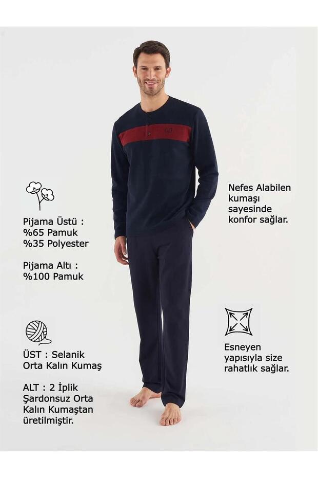 Mod 3739 Yarım Düğmeli Pijama Takım - 4