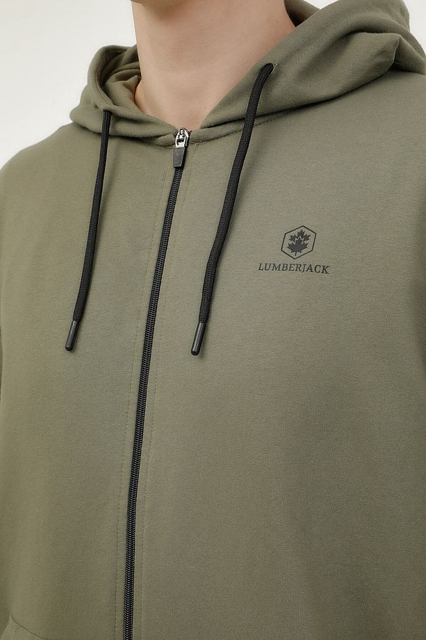 M-SN72 BASIC FULL ZIP HOO Haki Erkek Eşofman Üstü - 3