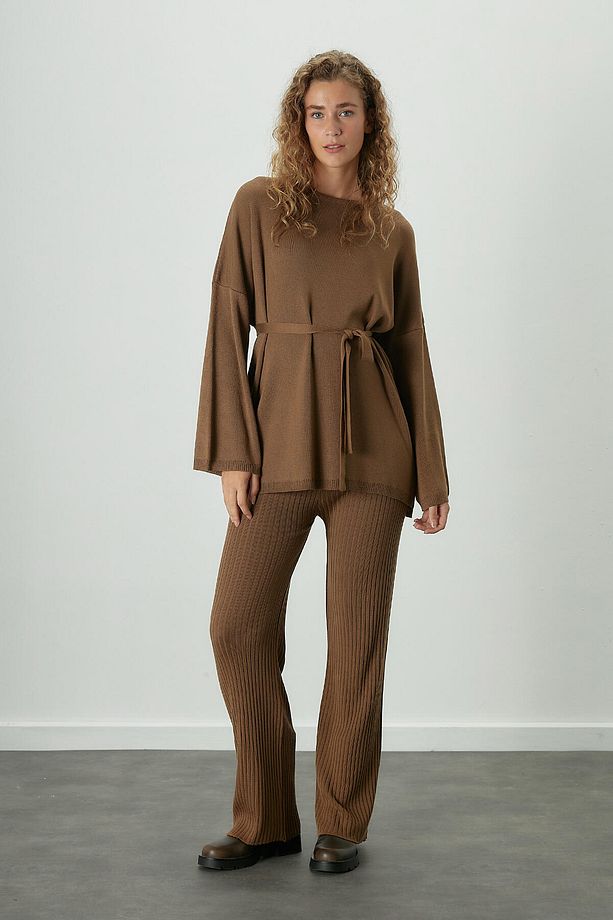 FİTİLLİ RAHAT TRİKO PANTOLON CAMEL - 5