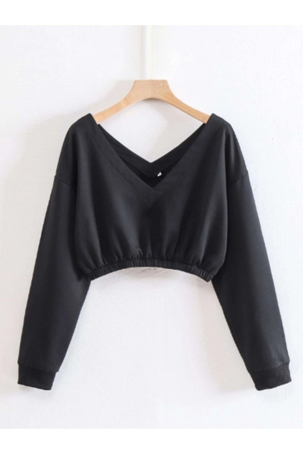 Sweatshirt with V Detail on Front and Back