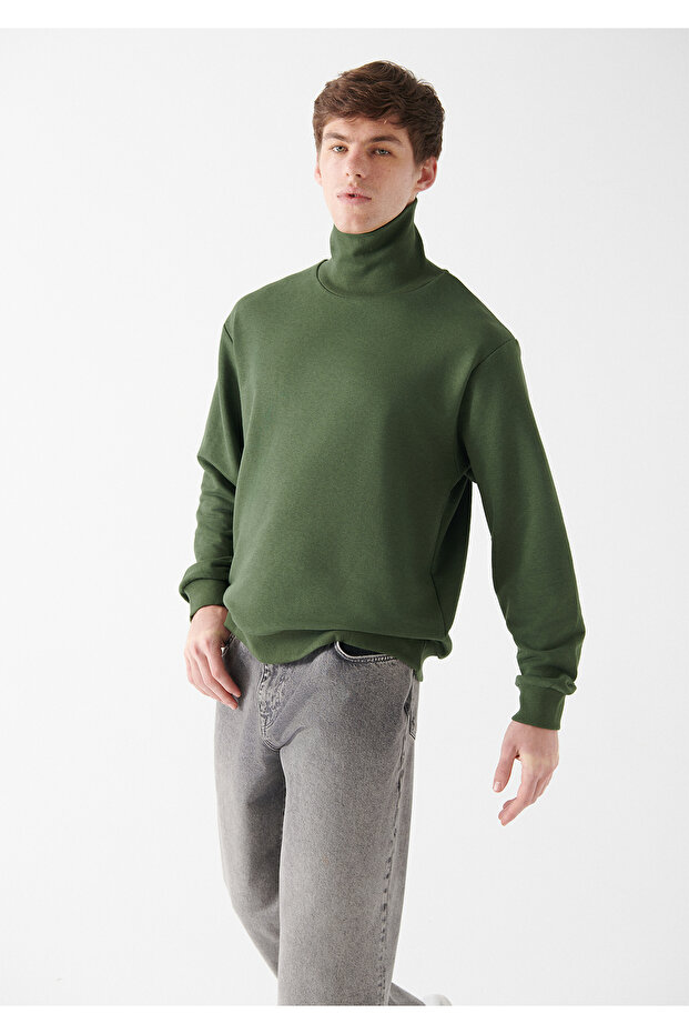 High Collar Green Sweatshirt 0610965-71585