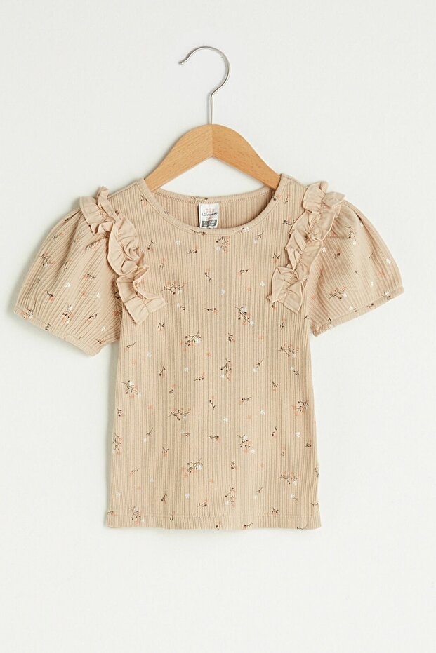 Baby Girl Ecru Printed Lra T-Shirt