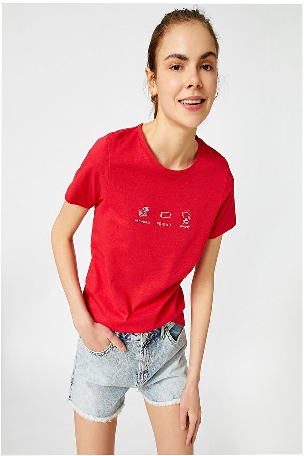 Women's Printed T-Shirt Crew Neck Cotton