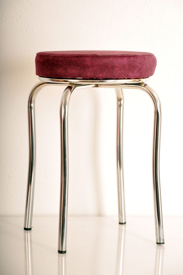 6 Adet Bordo Silinebilir Kumaş Profil Tabure Metal Tabure Mutfak Taburesi Kalın Tabure - 1
