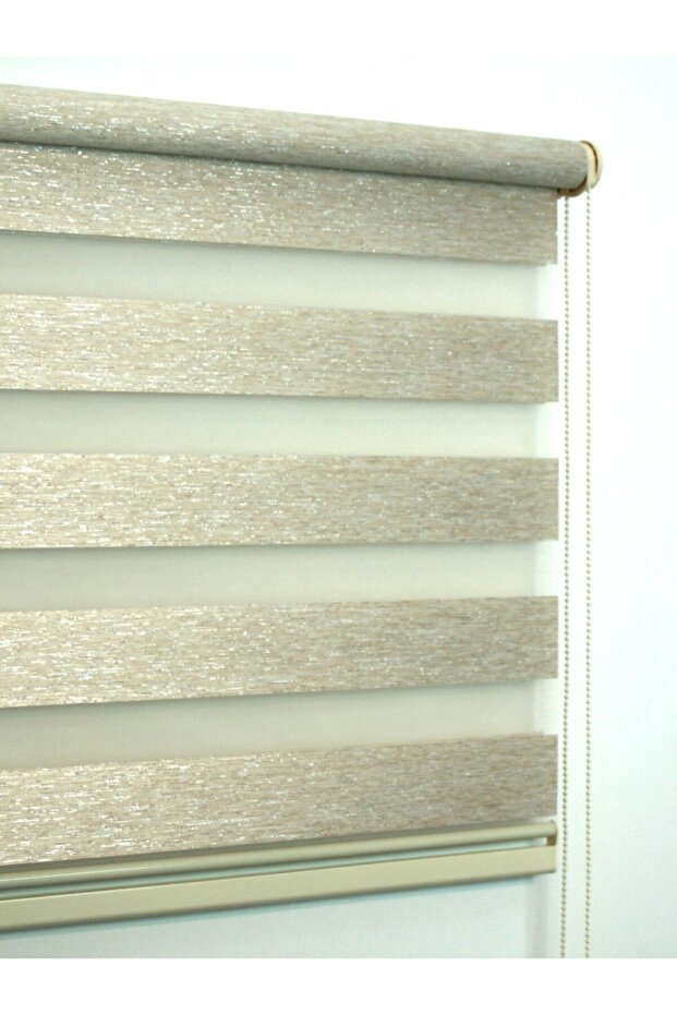 Simli Krem Bambu Zebra Stor Perde - 1