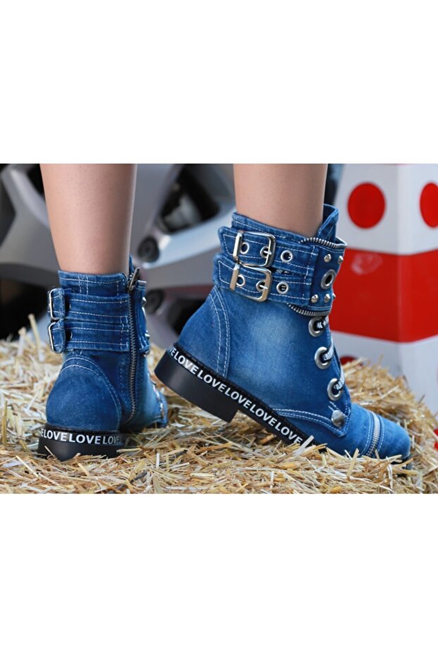 Kadın Mavi Kot Bot - 3