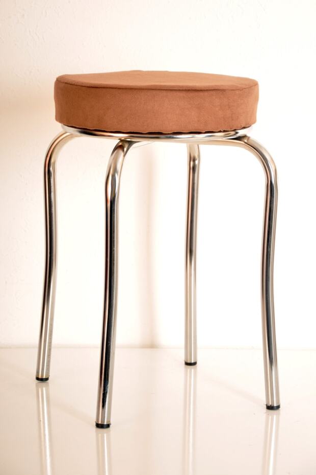 3 Pieces Brown Thai Feather Profile Stool Metal Stool Kitchen Stool Thick Stool