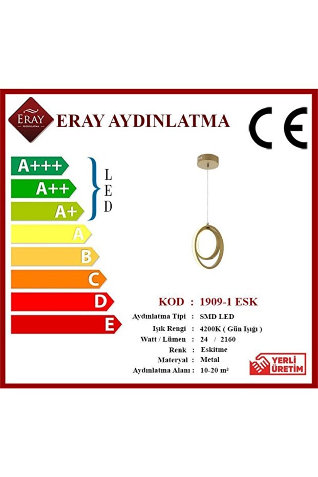 1909-1 Eskitme Tekli Led Avize - 4