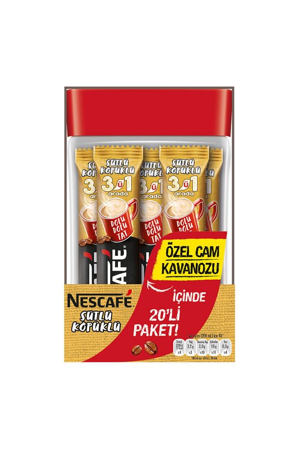 Nescafe 3'ü 1 Arada Sütlü Köpüklü Cam Kavanoz 20 X 17.4 Gr Hazır Kahve - 1