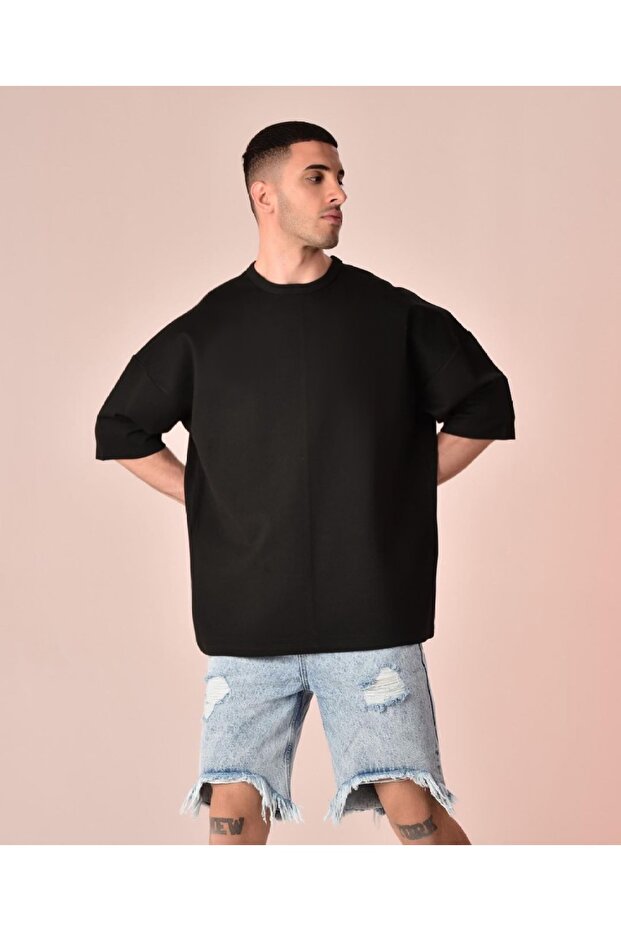 Черна тениска Oversize Basic - 2