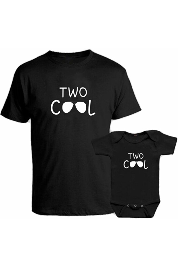 Two Cool Father and Son Combination Black T-Shirt and Bodysuit (Father and Son Combination Can Be Made, Prices Are Separate)
