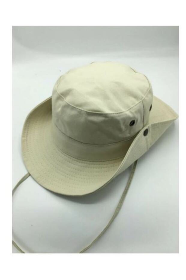 Unisex Linen Summer Foldable Safari Fedora Hat Beige