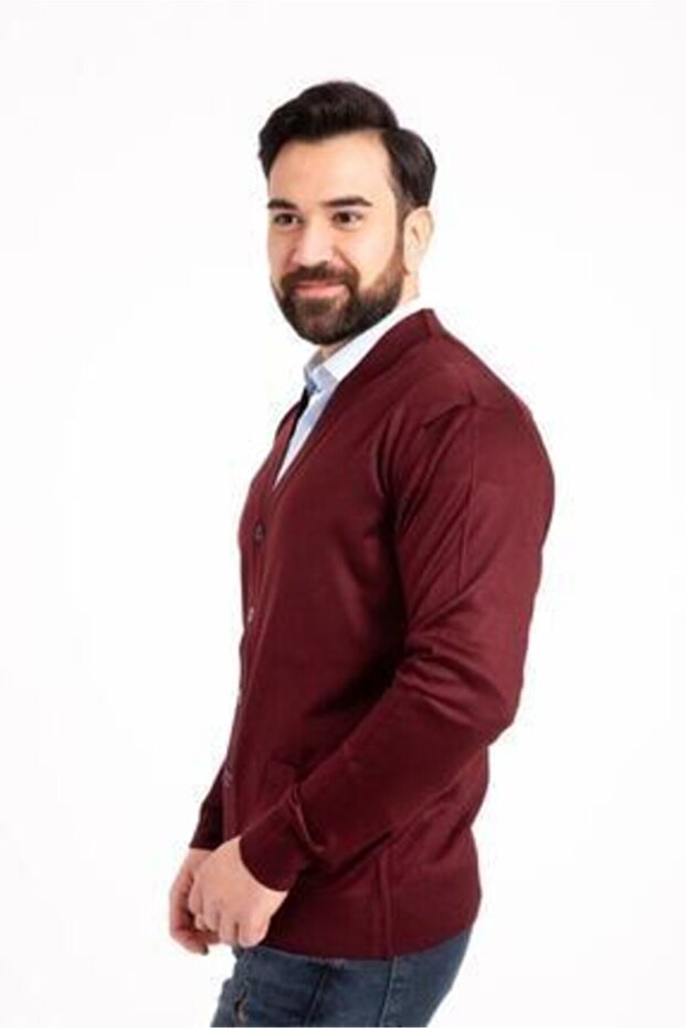 Erkek Siyah Yün Triko Örme Hırka - 4