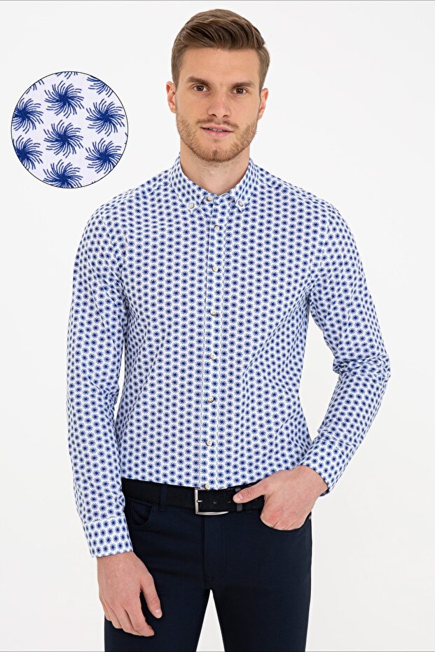 Navy Blue Slim Fit Shirt