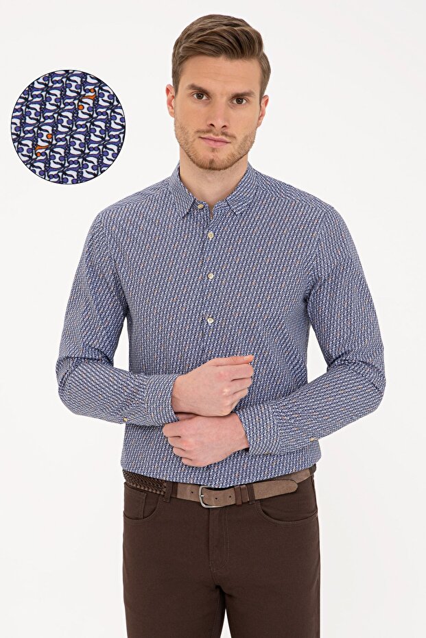 Navy Blue Slim Fit Shirt