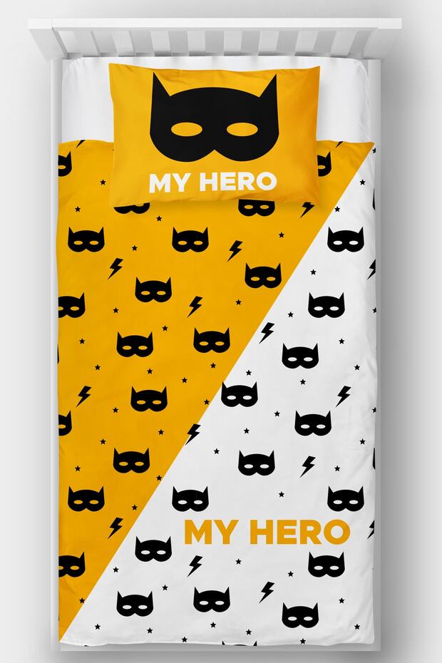 Yellow Batman Patterned Single Bedspread