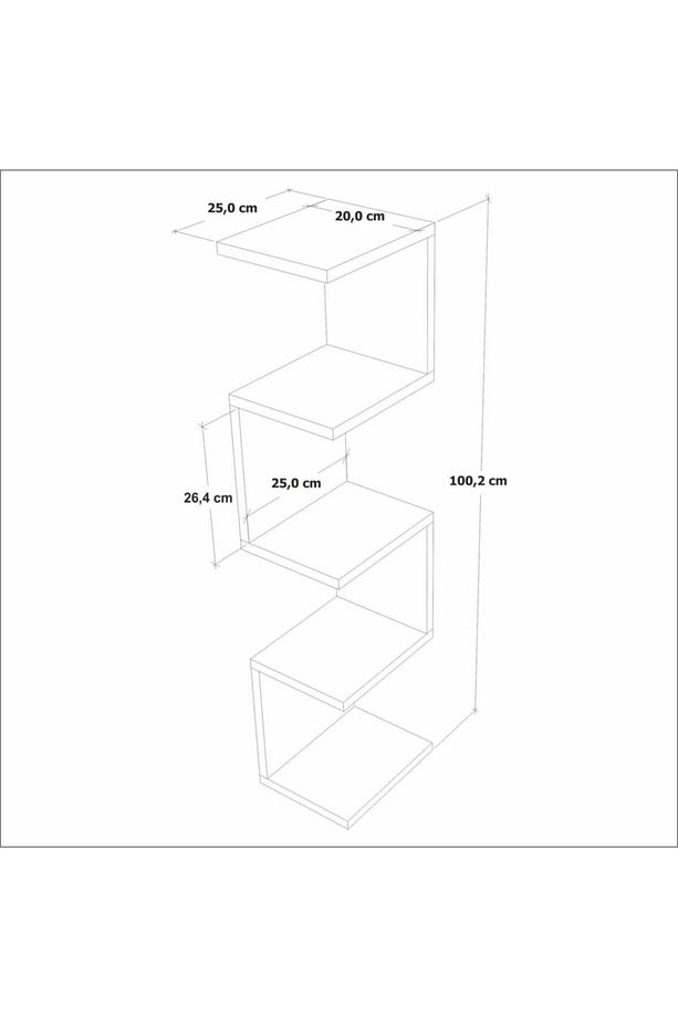 Zig Zag Köşe Kitaplık Duvar Rafı Antrasit - 2