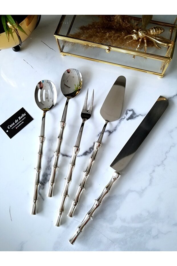 Bambu Görünümlü 5 Parça Çelik Servis Seti - 1