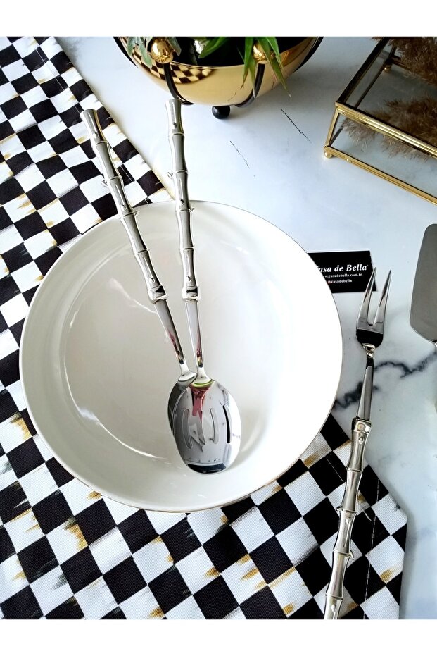 Bambu Görünümlü 5 Parça Çelik Servis Seti - 3