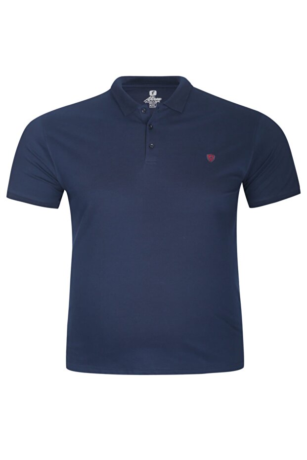 Men's Navy Blue Large Size T-Shirt Polo Neck Lycra Pique