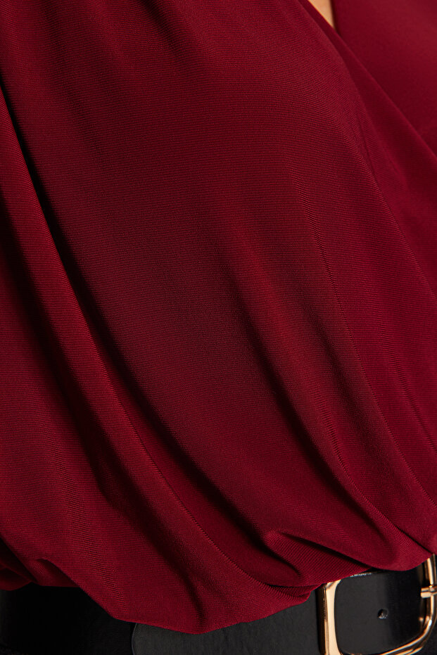 Koyu Bordo Anvelop Çıtçıtlı Örme Body TPRSS21BD0029 - 5