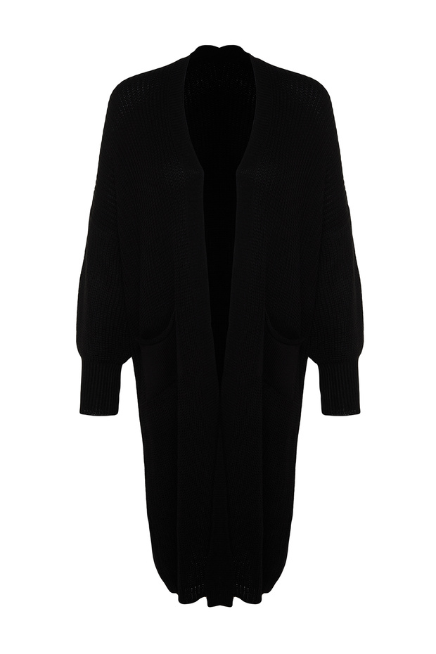 Siyah Maxi Basic Geniş Kalıp Triko Hırka TWOAW24HI00096 - 6