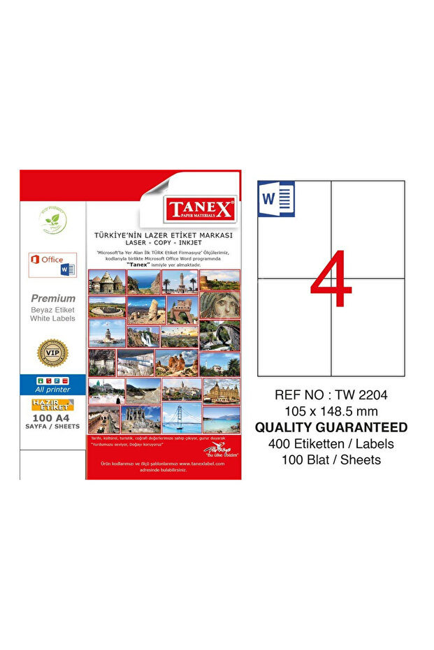 تانيكس 105x148,5 ملم. ملصق ليزر 100 قطعة Tw-2204