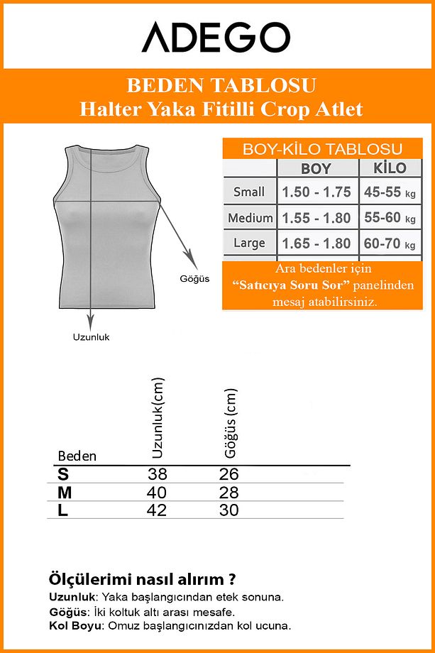 2'li Paket Mavi Krem Fitted/Vücuda Oturan Crop Halter Yaka Fitilli Esnek Örme Bluz Atlet - 8
