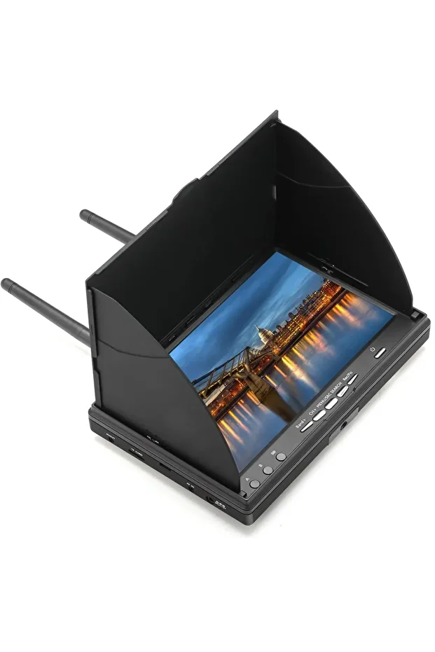 LCD5802D 5.8G 40CH 7 inç Uyumlu Raceband FPV monitör DVR Build-in pil ile 800x480 - 1
