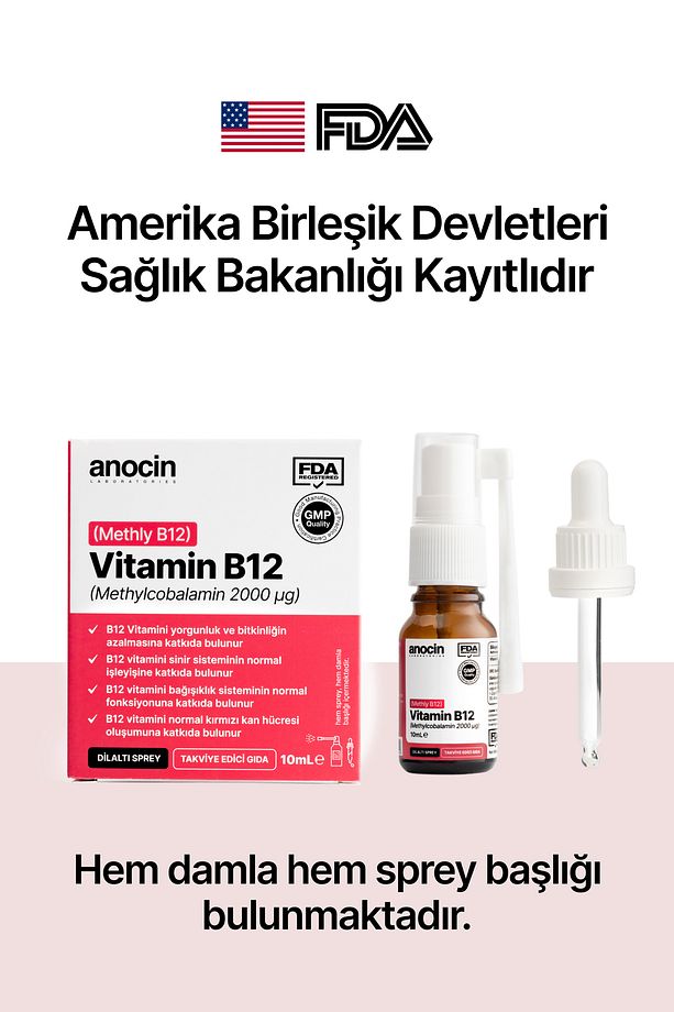Methyl Cobalamin B12 Sprey 1000 Mcg 2000 Ug 10 ml B12 Vitamin - 1