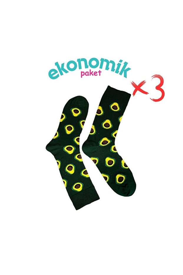 Semsocks- Avocado Patterned Socks Set of 3