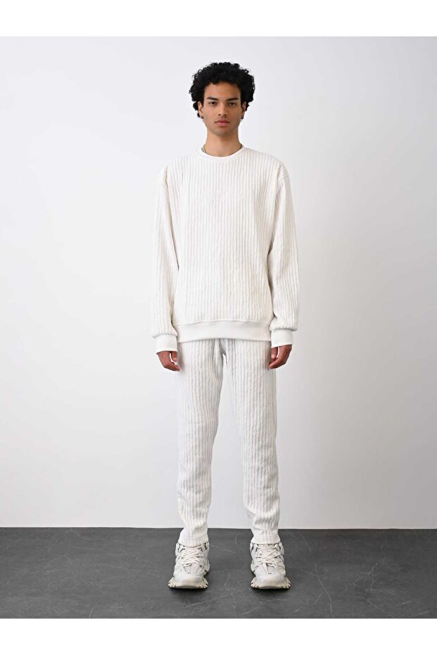 CREATIVE NAKIŞ İŞLEMELİ ÜÇ İPLİK SWEAT OVERSİZE UNİSEX - 3