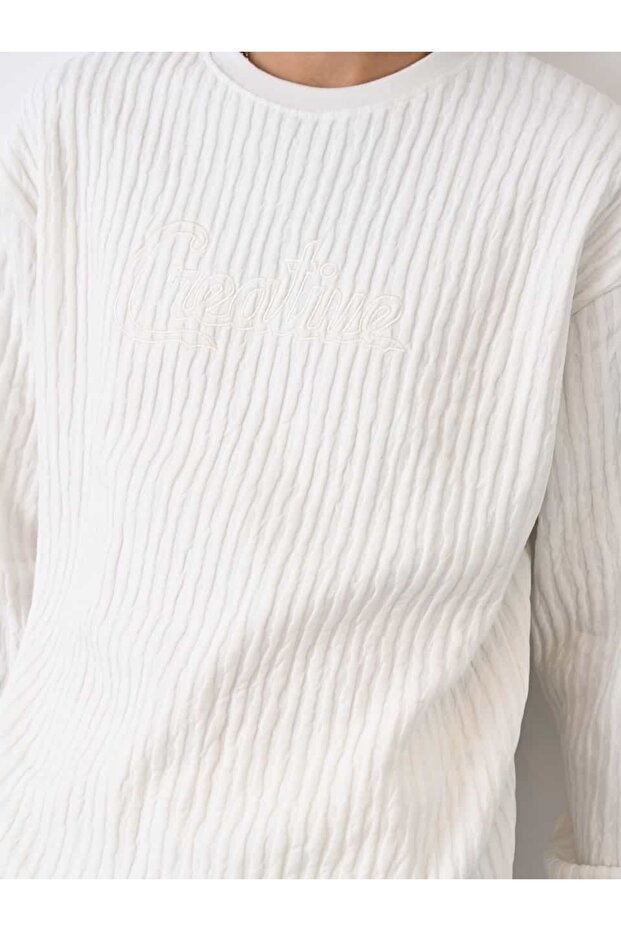 CREATIVE NAKIŞ İŞLEMELİ ÜÇ İPLİK SWEAT OVERSİZE UNİSEX - 2