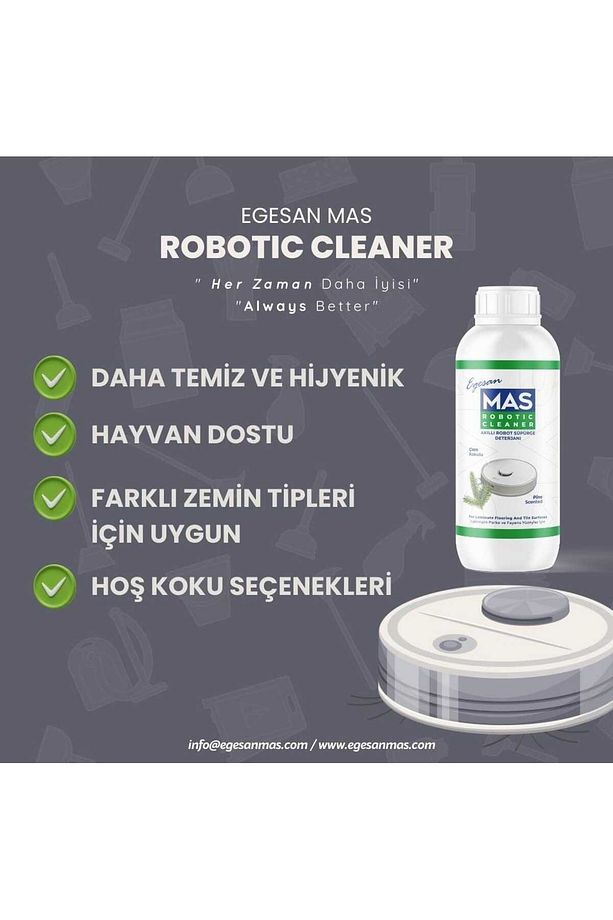 Robot Süpürge Deterjanı Solüsyonu Çam Ferahlığı Kokulu X6 adet 1000 ml mascam002 - 3