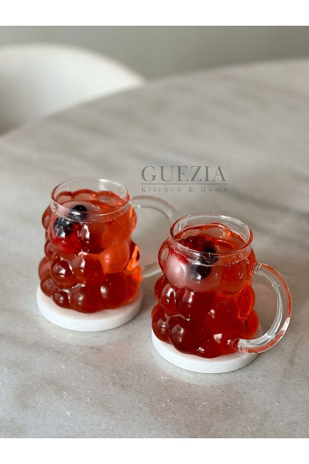 Kulplu Üzüm Bardak | Boncuk Şekilli Bardak | Kahve Ve Sunum Bardağı | 400 ML | 2 ADET - 2