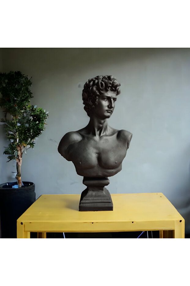 Dev Boy Mat Siyah Davut Büst Heykeli - Polyester - 2