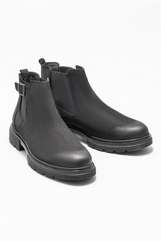 Siyah Deri Erkek Günlük Bot - 2