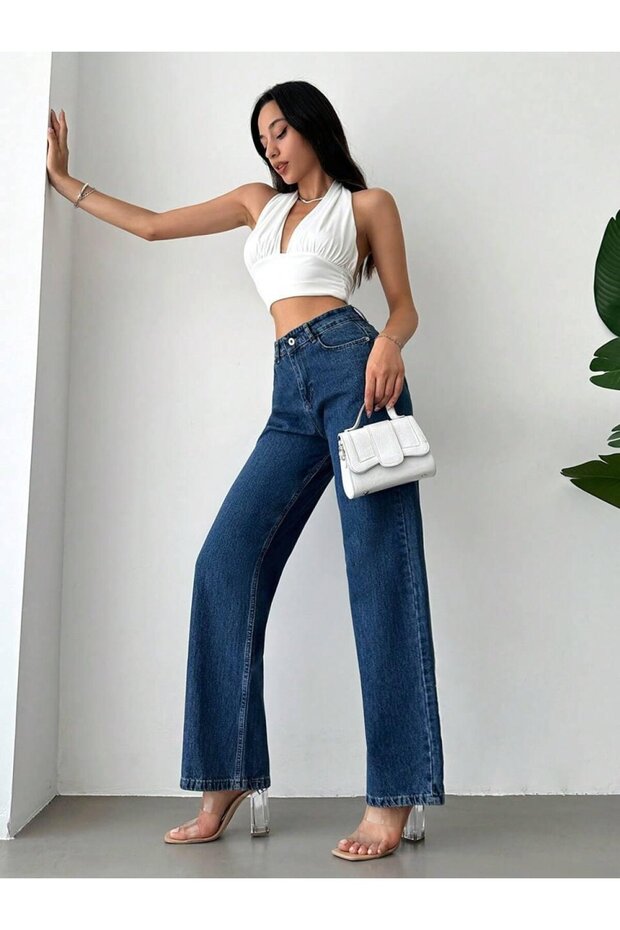 Lycra Boyfriend Wide Leg Jeans