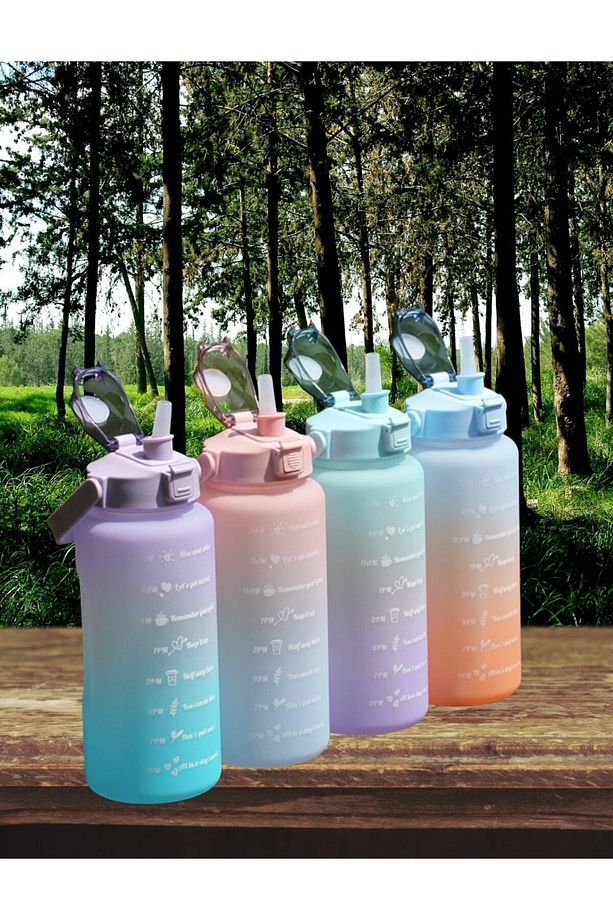 The Bottle Motivasyonel 2 li Su Matarası Su Şişesi Suluk 2 lt 750ml Yavrulu Tritan Su Şişesi Suluk - 4