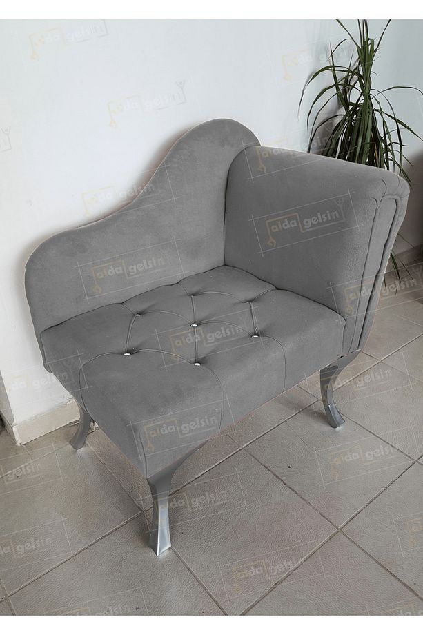 Yeni Model Ters Kol Tekli Köşe Koltuğu Josefin Bench Gümüş Ayak - 1