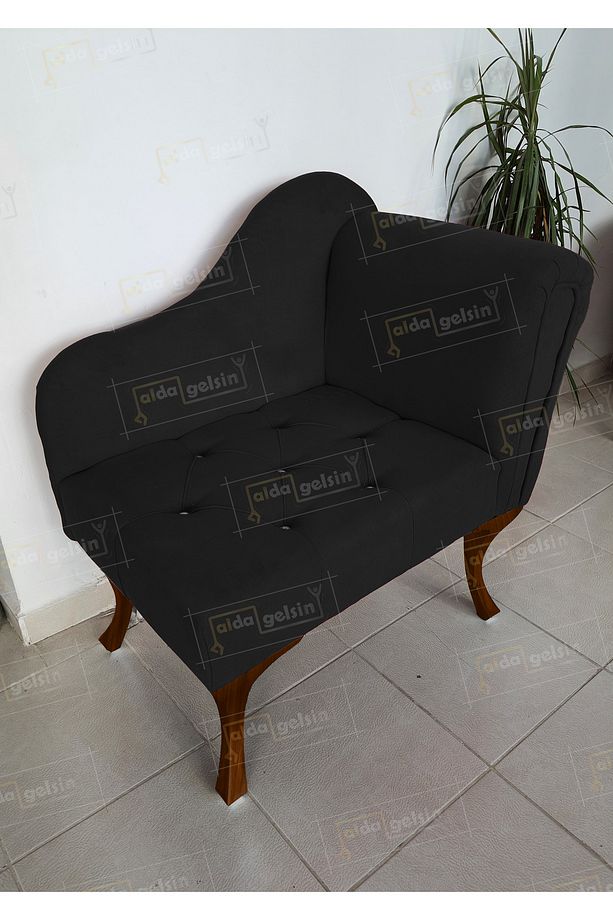 Yeni Model Ters Kol Tekli Köşe Koltuğu Josefin Bench Ceviz Ayak - 1