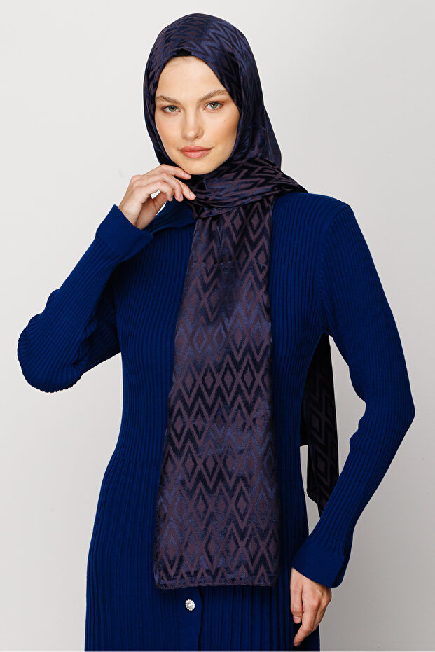 Karo Desen Parlak Jakar Şal - 2