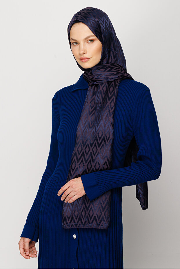 Karo Desen Parlak Jakar Şal - 1